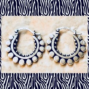Sterling Silver Boho Dot Hoops Earrings